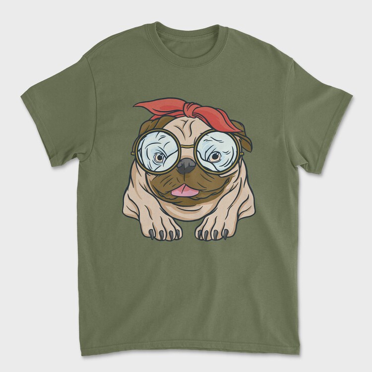 Tricou Barbati (Unisex), Pug With Glasses