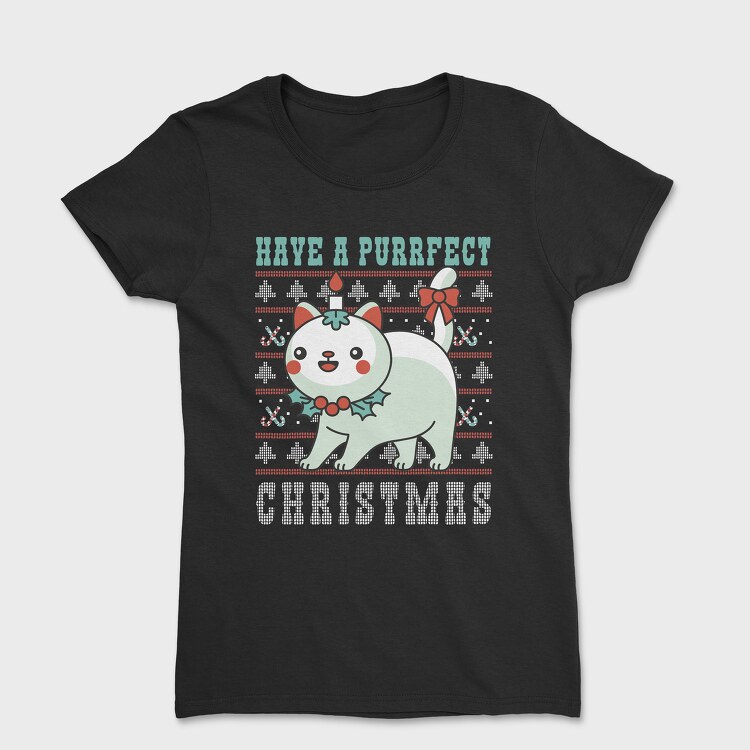 Tricou Femei, Purrfect Christmas Ugly Sweater