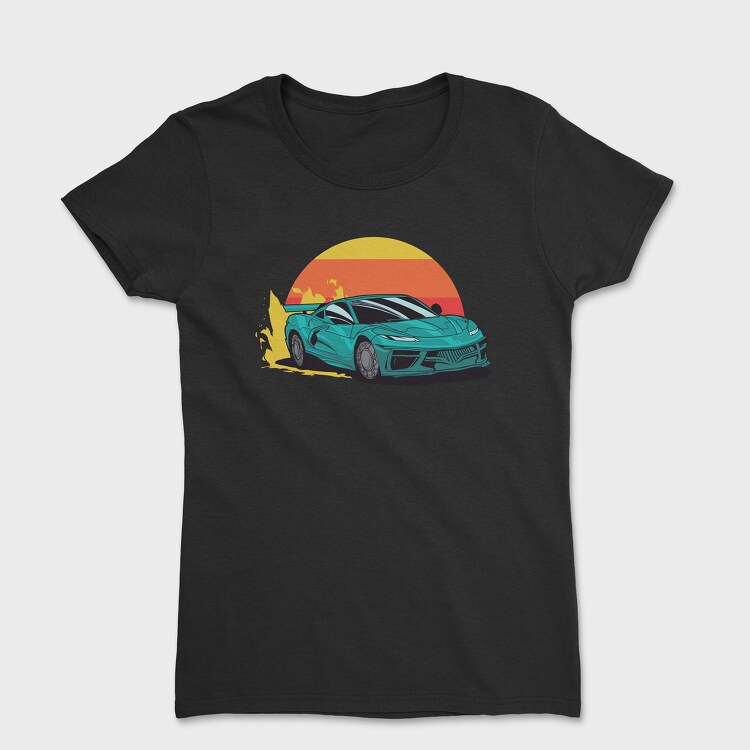 Tricou Femei, Racecar Retro Sunset