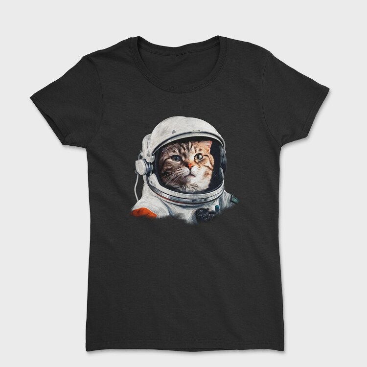 Tricou Femei, Realistic Astronaut Cat