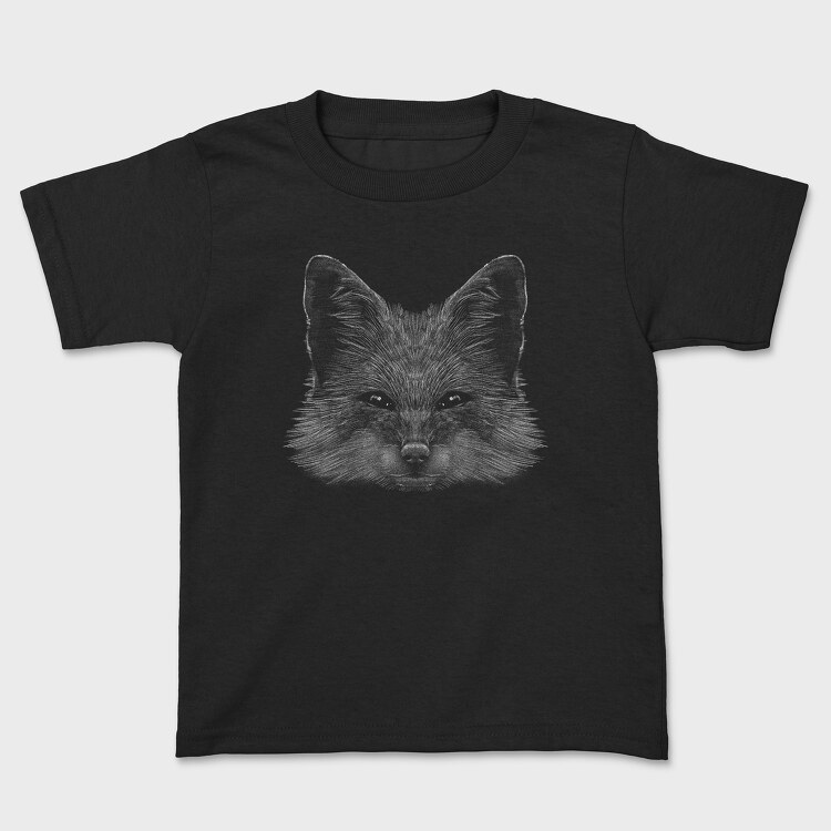 Tricou Copii, Realistic Fox Monochrome