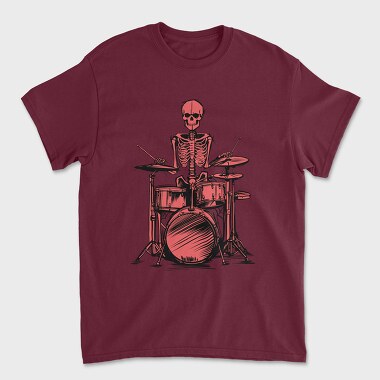 Tricou Barbati (Unisex), Red Skeleton Drummer