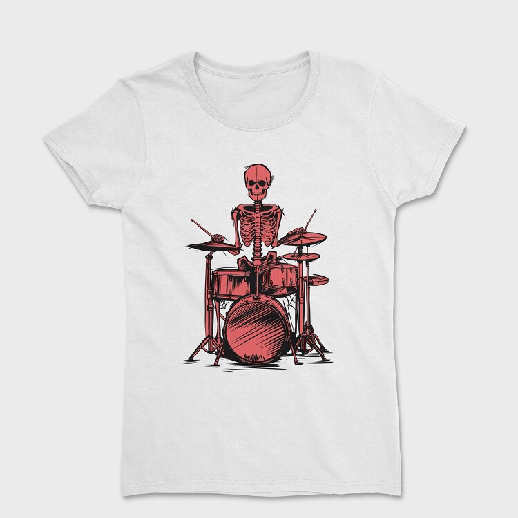 Tricou Femei, Red Skeleton Drummer