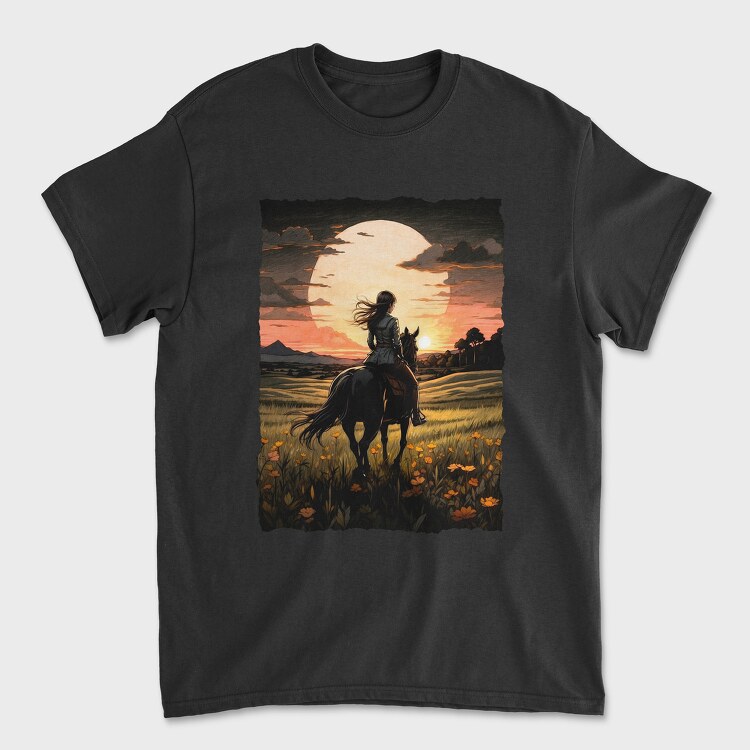 Tricou Barbati (Unisex), Rider Girl on Horse