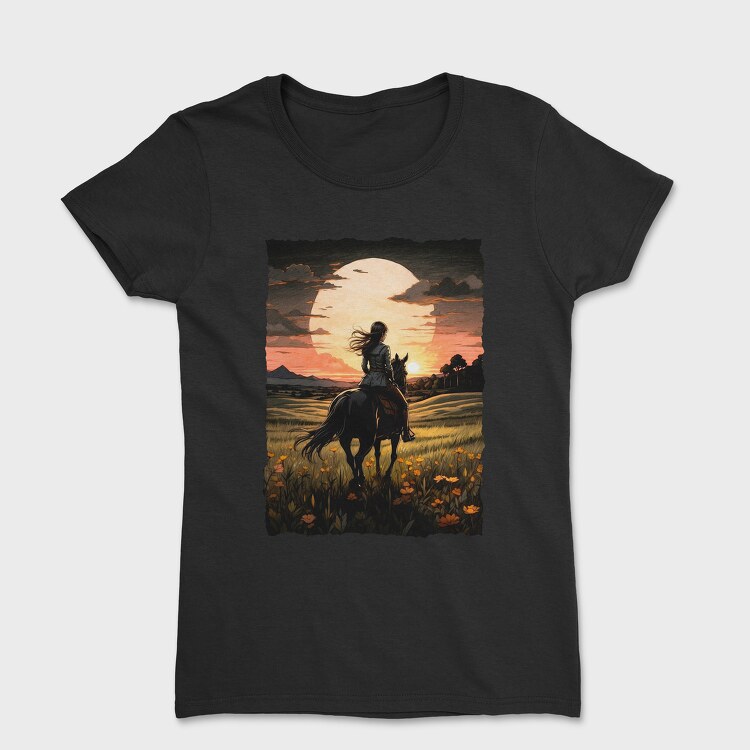 Tricou Femei, Rider Girl on Horse