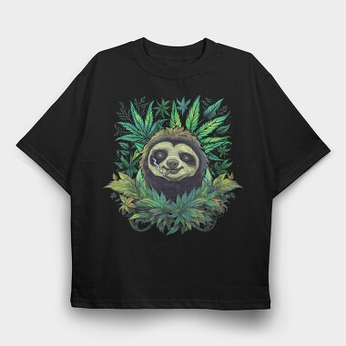 Cannabis Sloth, Tricou Oversize Barbati (Unisex)