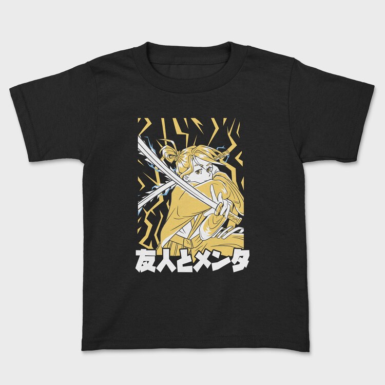 Tricou Copii, Samurai Girl Yellow