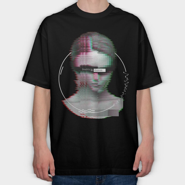 Glitch Front Face, Tricou Oversize Barbati (Unisex)