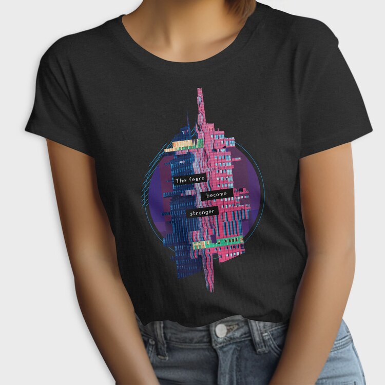 Glitch Quote And Building, Tricou Femei