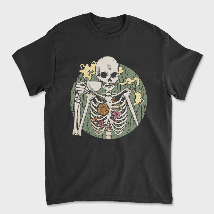 Skeleton With Coffee, Tricou Barbati (Unisex)