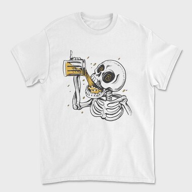 Skull Drinking Beer, Tricou Barbati (Unisex)