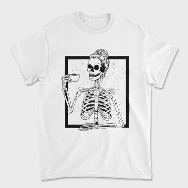 Skull Messy Bun Coffee, Tricou Barbati (Unisex)