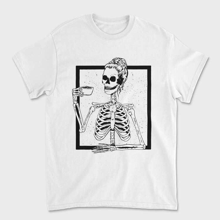 Skull Messy Bun Coffee, Tricou Barbati (Unisex)