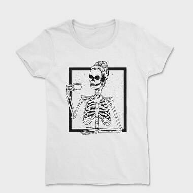 Skull Messy Bun Coffee, Tricou Femei