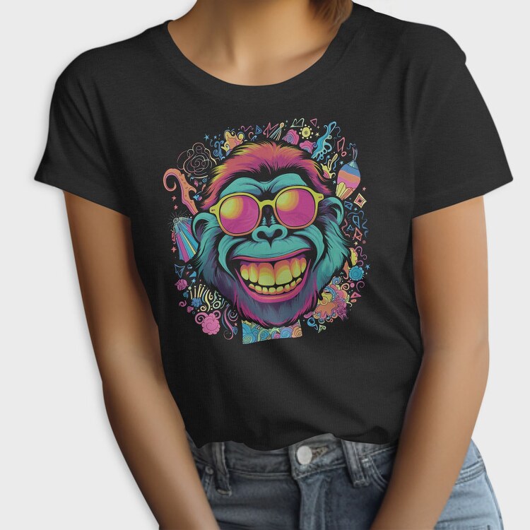 Psychedelic Ape Wearing Sunglasses, Tricou Femei