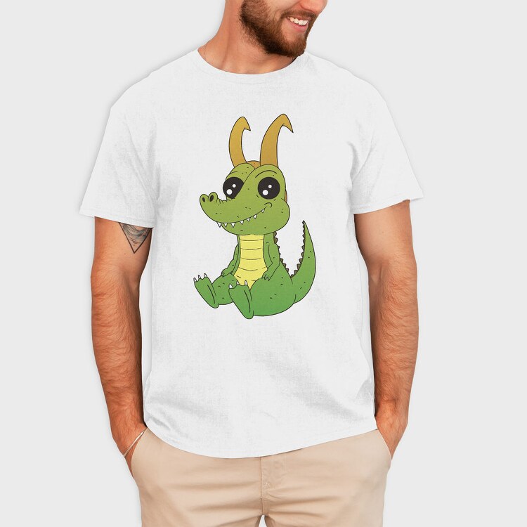 Cute Horned Crocodile Golden Horns, Tricou Barbati (Unisex)