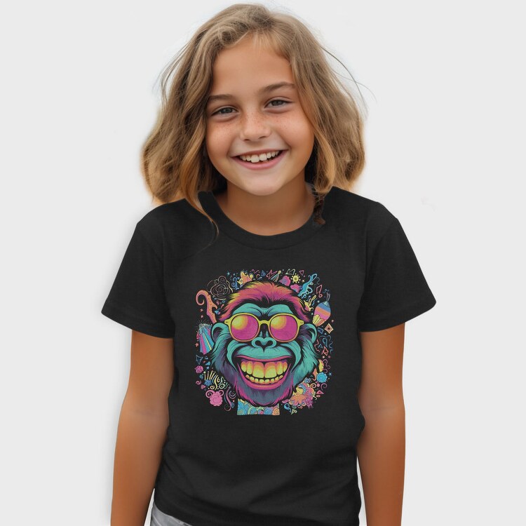 Psychedelic Ape Wearing Sunglasses, Tricou Copii