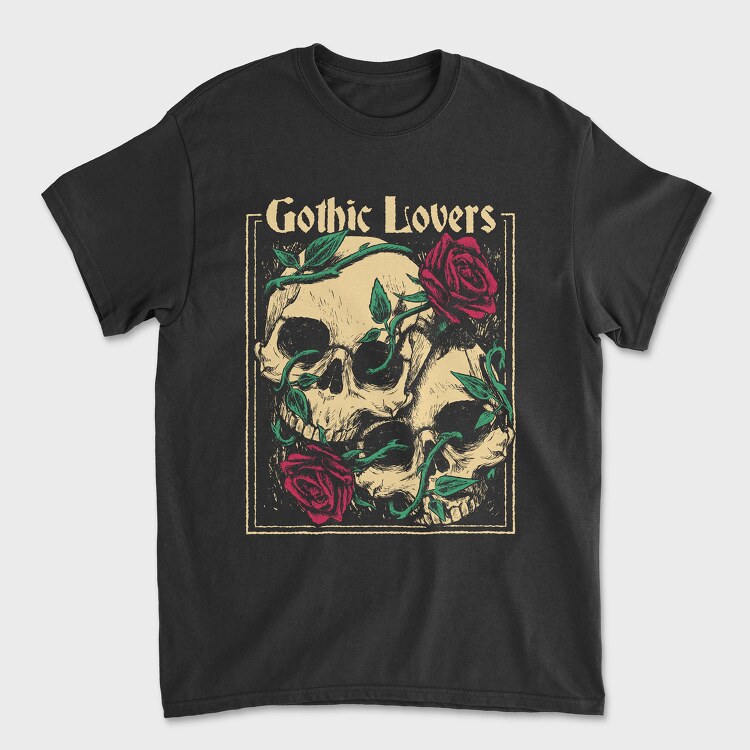 Skulls Roses, Tricou Barbati (Unisex)