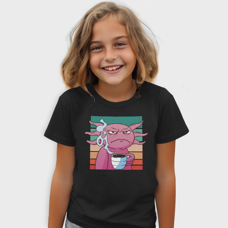 Angry Axolotl With Coffee, Tricou Copii