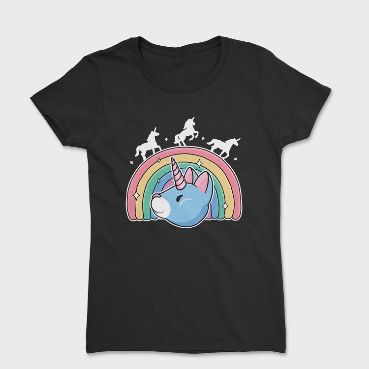 Unicorn Cat Rainbow, Tricou Femei