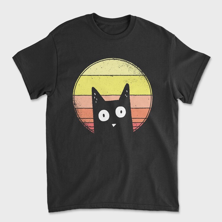 Vintage Sunset Cat, Tricou Barbati (Unisex)