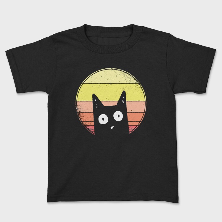 Vintage Sunset Cat, Tricou Copii