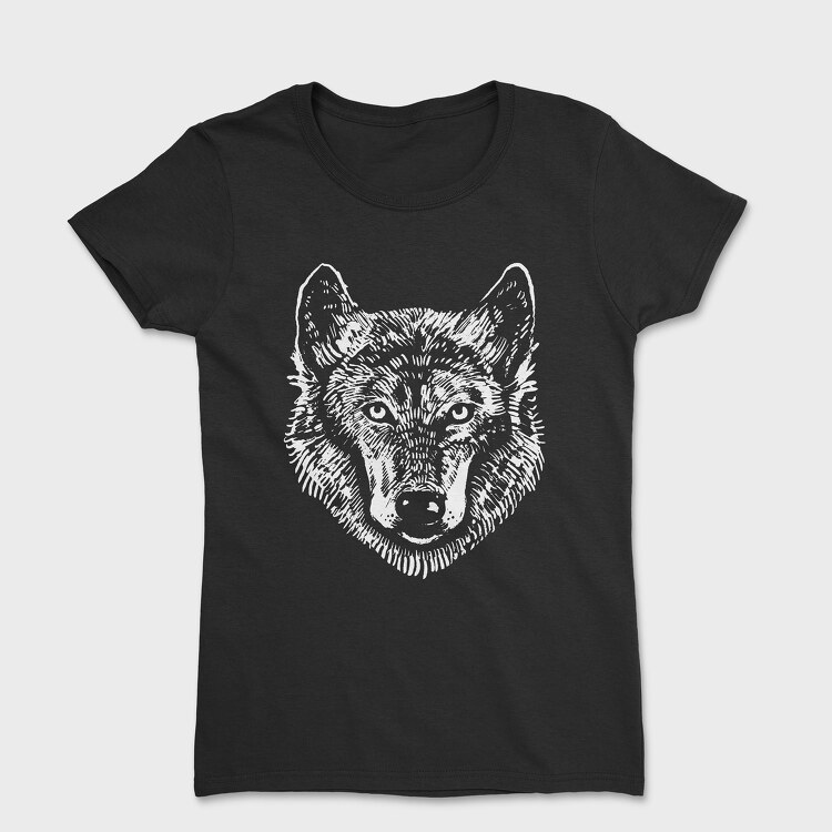 Wolf Portrait Monochrome, Tricou Femei