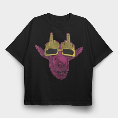 Goat Wearing Glasses, Tricou Oversize Barbati (Unisex)