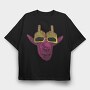 Goat Wearing Glasses, Tricou Oversize Barbati (Unisex)