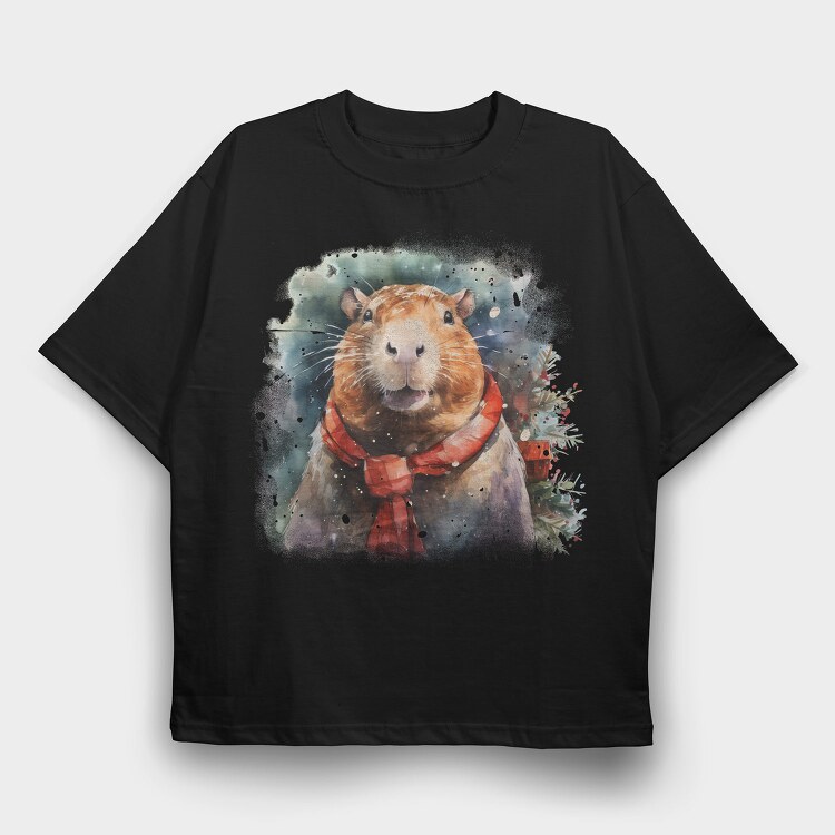 Capybara Christmas Throw Pillow, Tricou Oversize Barbati (Unisex)