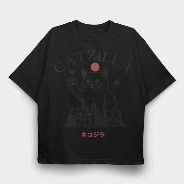 Catzilla City Destruction, Tricou Oversize Barbati (Unisex)