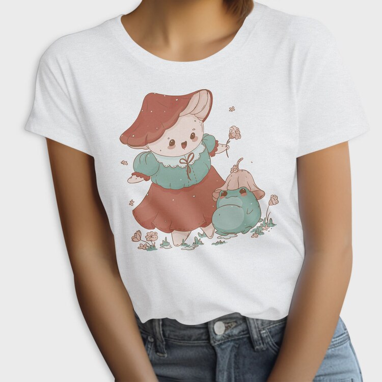 Cute Mushroom And Frog Kawaii, Tricou Femei