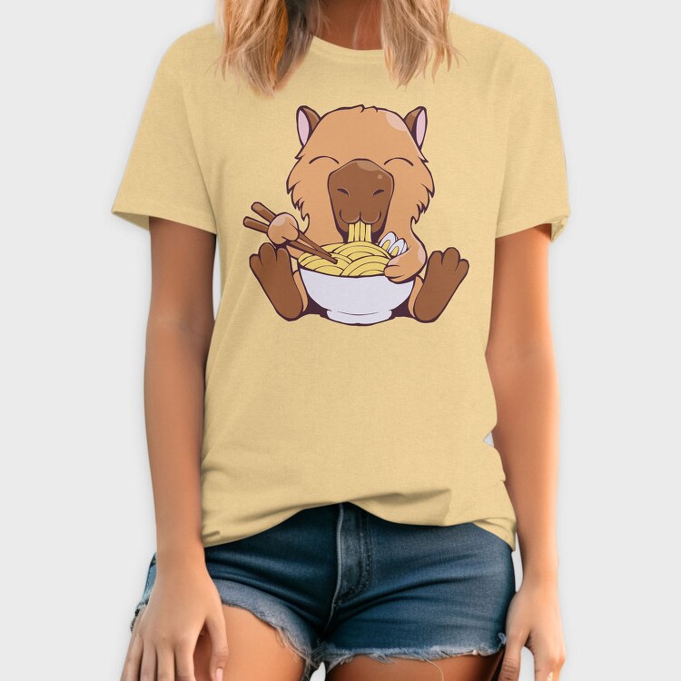 Capybara Eating Ramen Capibara, Tricou Barbati (Unisex)