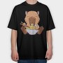 Capybara Eating Ramen Capibara, Tricou Oversize Barbati (Unisex)