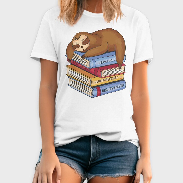 Librarian Sloth Sleeping Books, Tricou Barbati (Unisex)