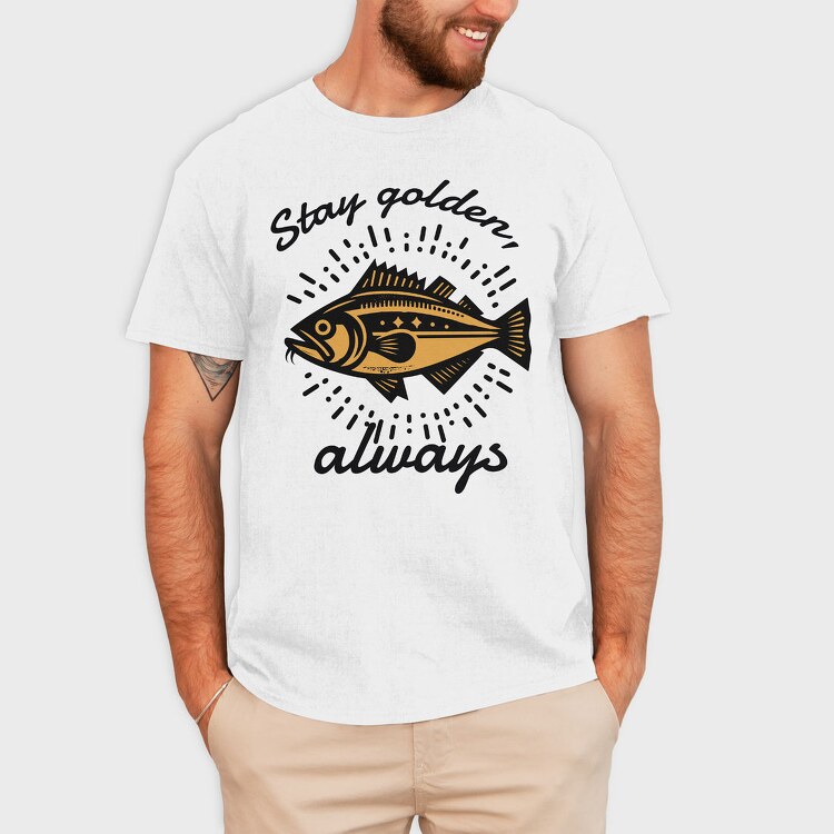 Golden Fish Quote Stay Golden, Tricou Barbati (Unisex)