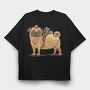 Pug Dog Animal Mexican Taco Cartoon, Tricou Oversize Barbati (Unisex)