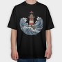 Lighthouse And Waves Sea, Tricou Oversize Barbati (Unisex)