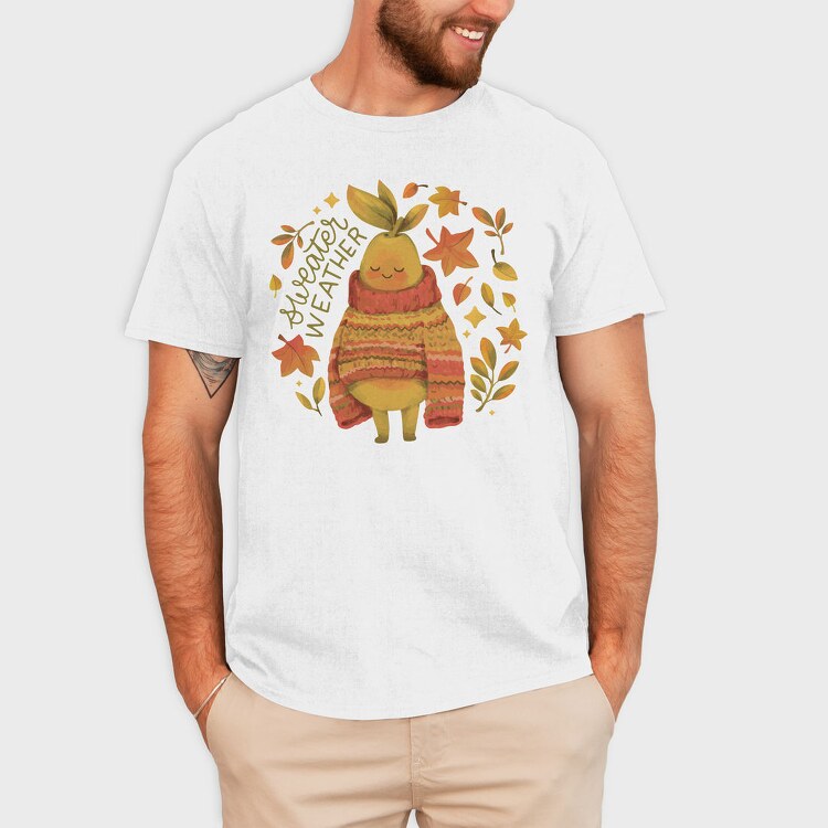 Cute Pear In Autumn Sweater Character Mug, Tricou Barbati (Unisex)
