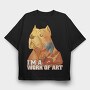 Cute Pitbull Dog Animal Yakuza, Tricou Oversize Barbati (Unisex)