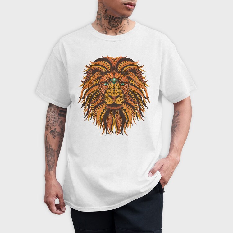 Lion Mandala Illustration Color 001, Tricou Barbati (Unisex)