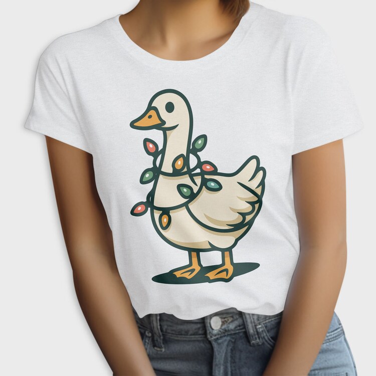 Goose With Christmas Lights Request, Tricou Femei