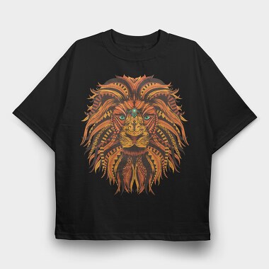 Lion Mandala Illustration Color 001, Tricou Oversize Barbati (Unisex)