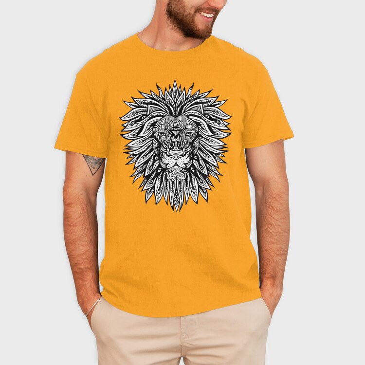 Lion Mandala Psicodelic, Tricou Barbati (Unisex)
