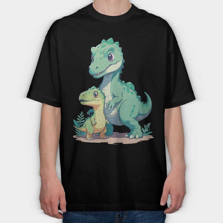 Cute Prehistoric Dinosaur Family Dinosuar, Tricou Oversize Barbati (Unisex)