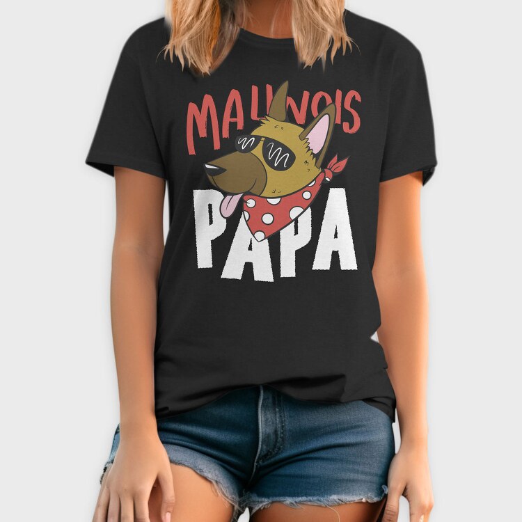 Cartoon Dog With Sunglasses Malinois Papa, Tricou Barbati (Unisex)