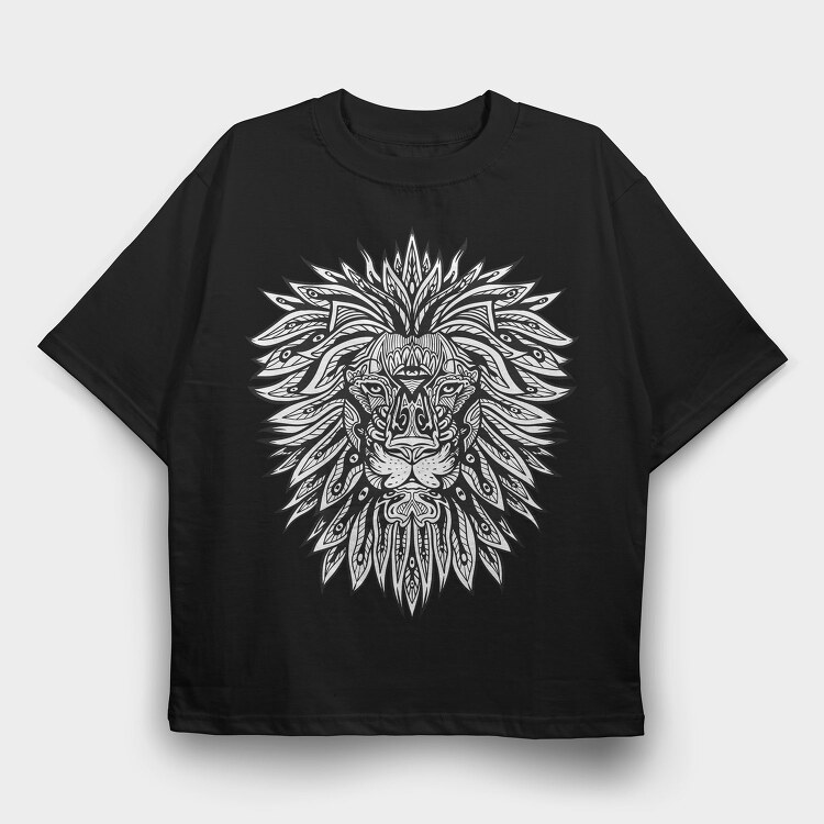 Lion Mandala Psicodelic, Tricou Oversize Barbati (Unisex)
