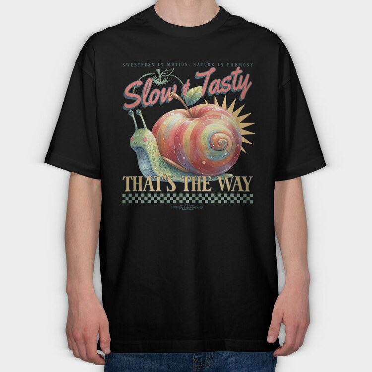 Slow And Tasty Apple Snail, Tricou Oversize Barbati (Unisex)