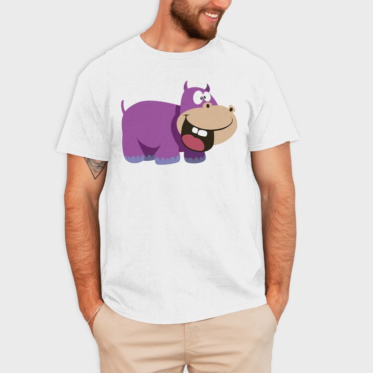 Purple Hippo Grin, Tricou Barbati (Unisex)
