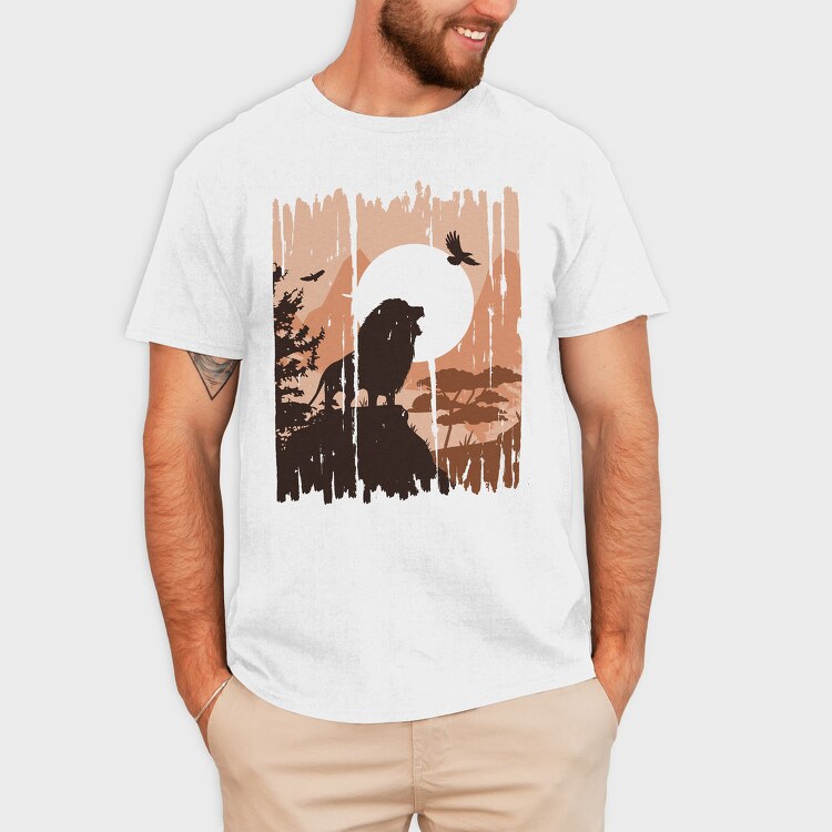 Lion Nature Landscape, Tricou Barbati (Unisex)